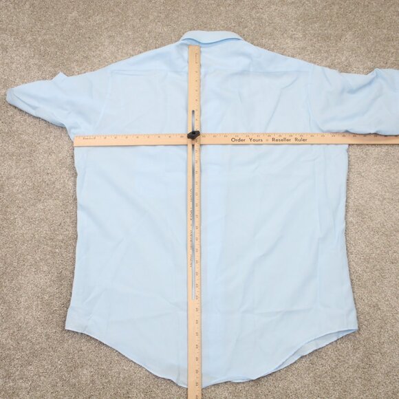 Vintage Sears Dress Shirt Mens 17 Blue Perma Prest Ultressa Polyester S/S Button - Picture 9 of 12